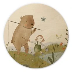 Wall Circle Wood Loske - Let's Go Fishing