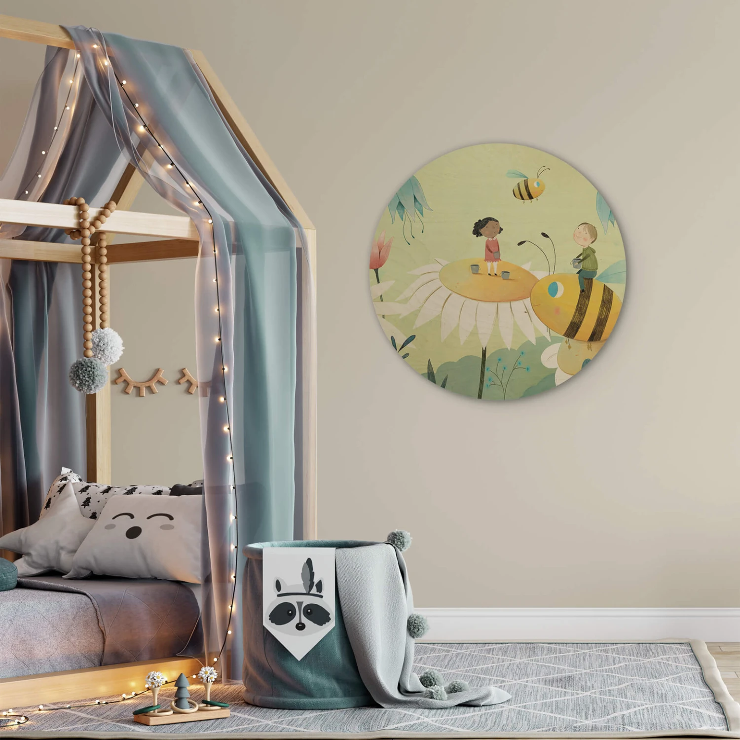 Wall Circle Wood Loske - Honey Bees - Image 2