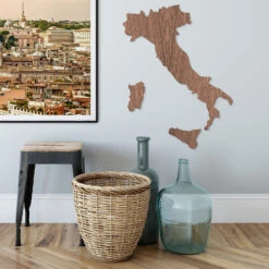 Map Of Italy Wood - Mahogany Veneer