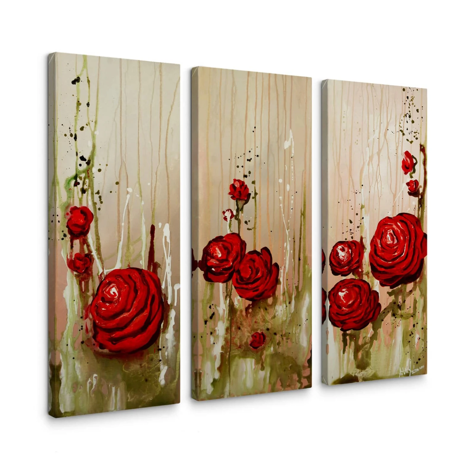 Fedrau - Roses (3-parts) Canvas Print