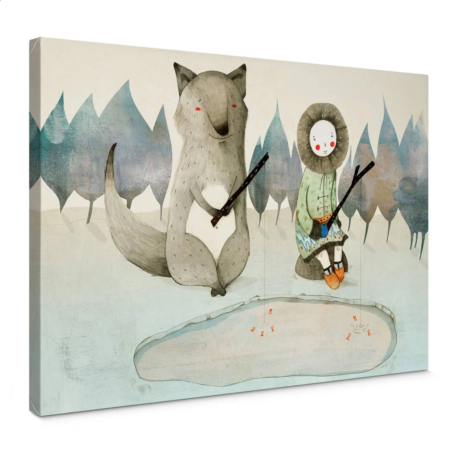 Loske - The Inuit Girl And The Wolf Canvas Print