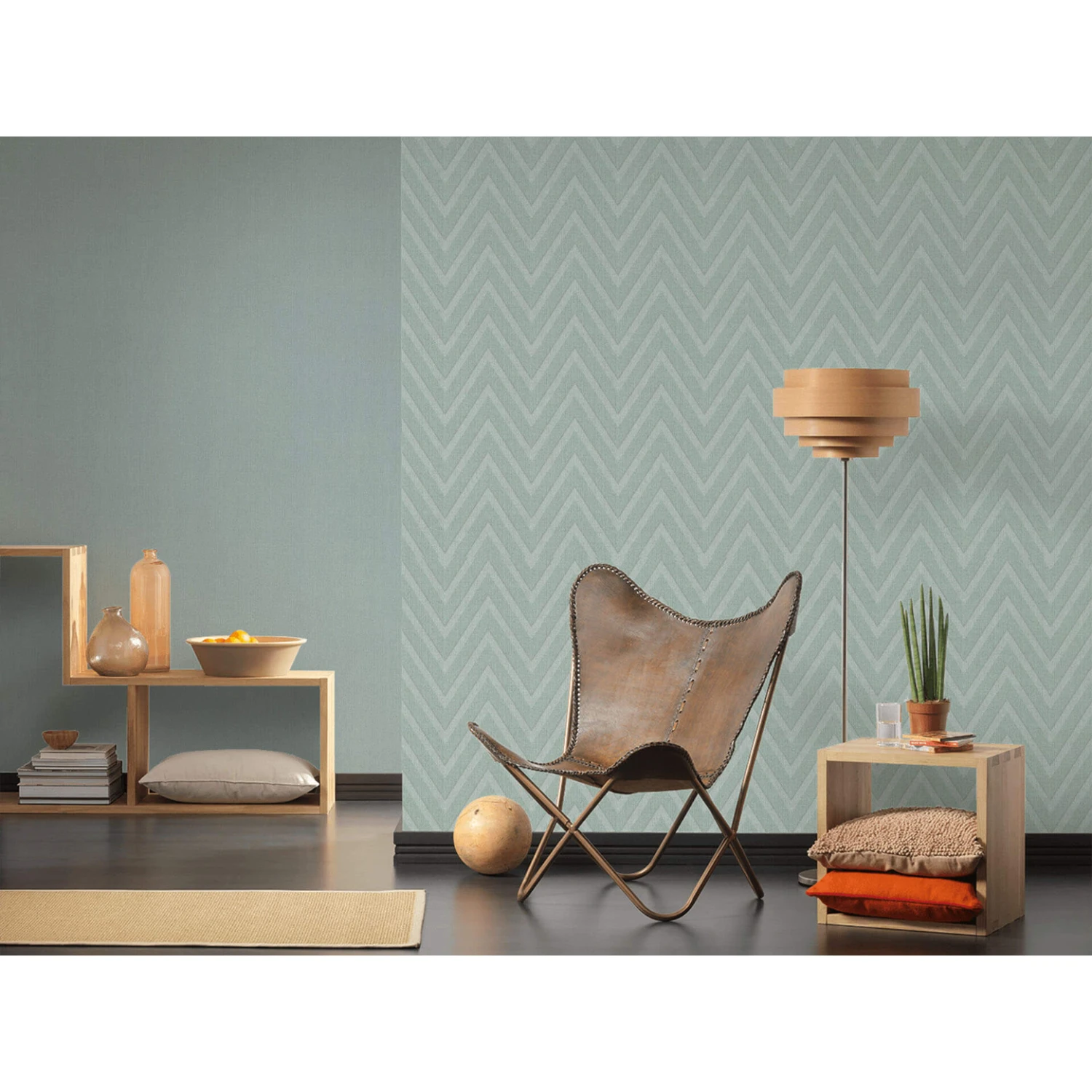 Green Diamond Pattern Unit Wallpaper In Scandinavian Design Non-woven Wallpaper Hygge - Image 2