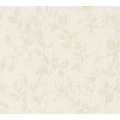 Floral Wallpaper In Beige And Grey With Leaf Motif Non-woven Wallpaper Hygge