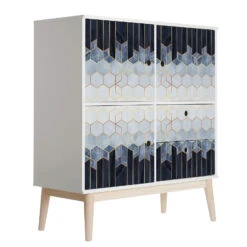 Furniture Wrap - Self Adhesive - Fredriksson - Blue & White Hexagons