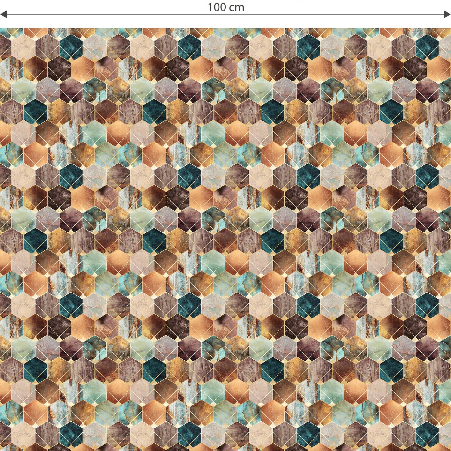 Furniture Wrap Self-adhesive Fredriksson - Gold & Copper Hexagons - Image 2
