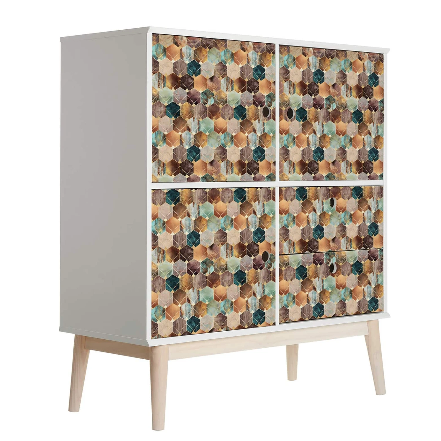 Furniture Wrap Self-adhesive Fredriksson - Gold & Copper Hexagons