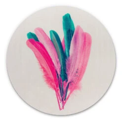 Alu-Dibond Wall Circle Kubistika - Bouquet Of Feathers