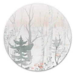 Alu-Dibond Wall Circle Kvilis - Trees In The Forest