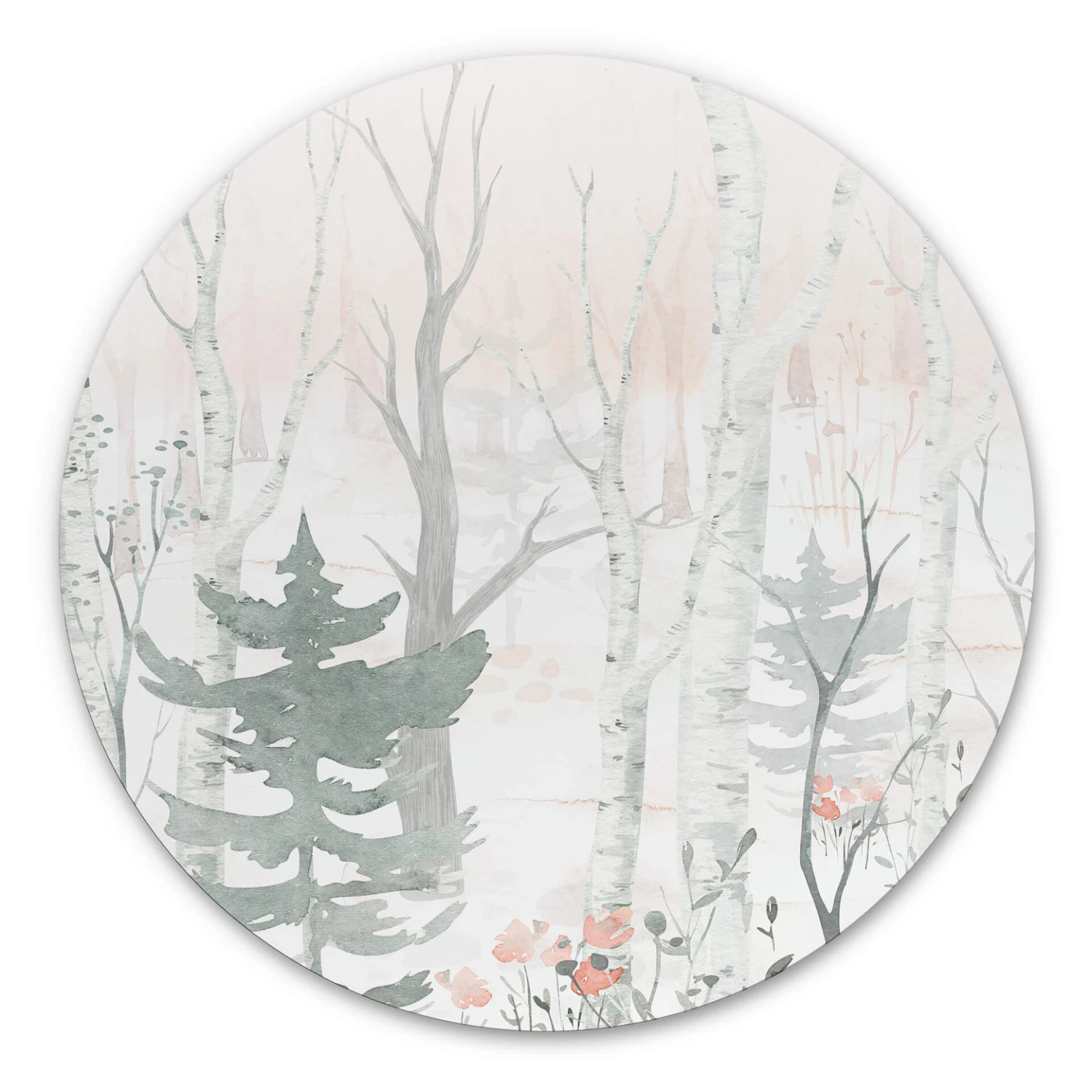 Alu-Dibond Wall Circle Kvilis - Trees In The Forest