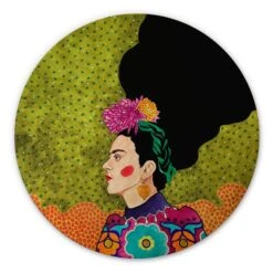 Wall Circle Wood Hülya - Portrait Of Frida