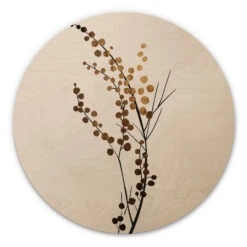 Wall Circle Wood Kubistika - Golden Branch