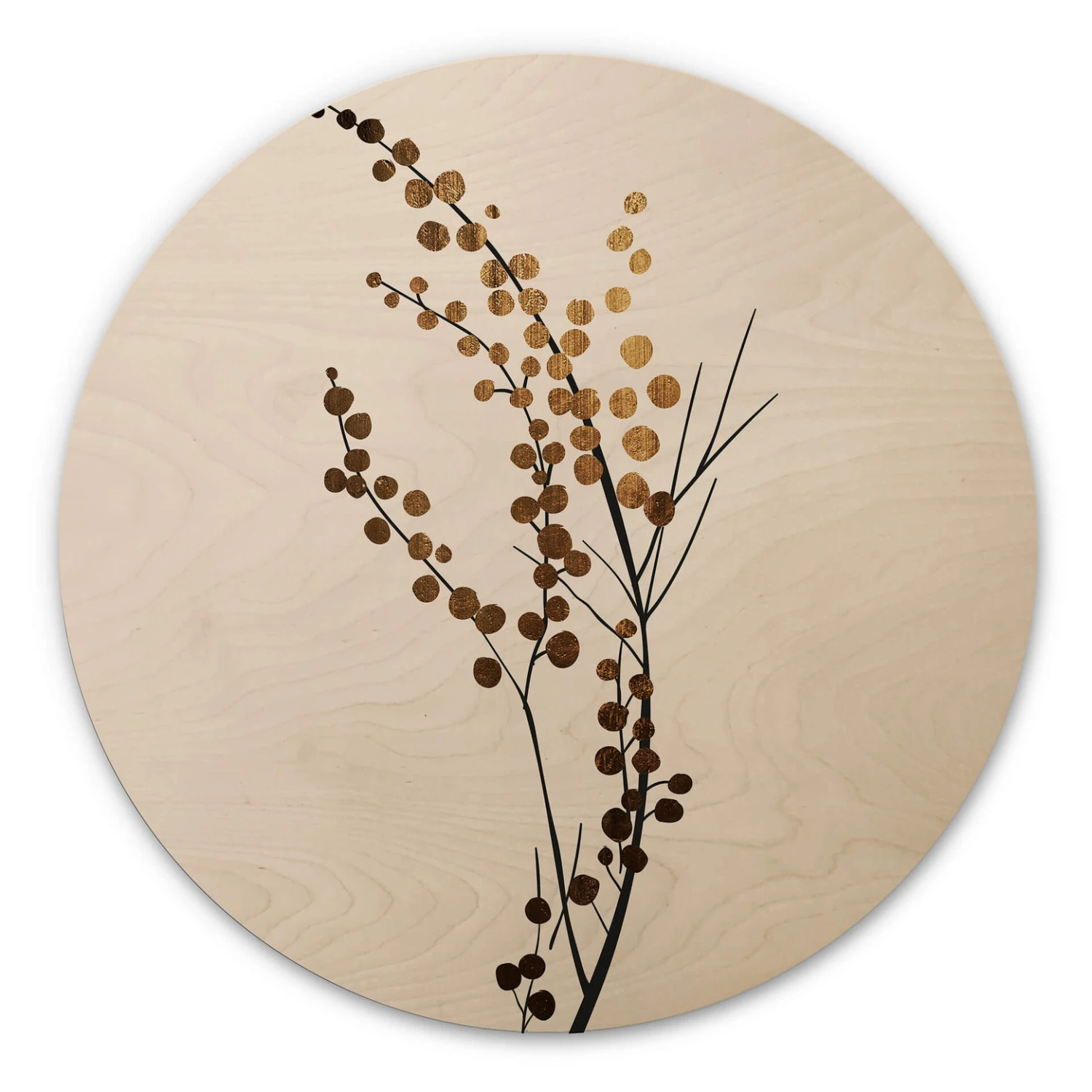 Wall Circle Wood Kubistika - Golden Branch