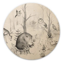 Wood Circle Kvilis - Forest Friends - Black And White