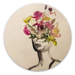 Wall Circle Wood Verbaan - Rainbow Flower Hair