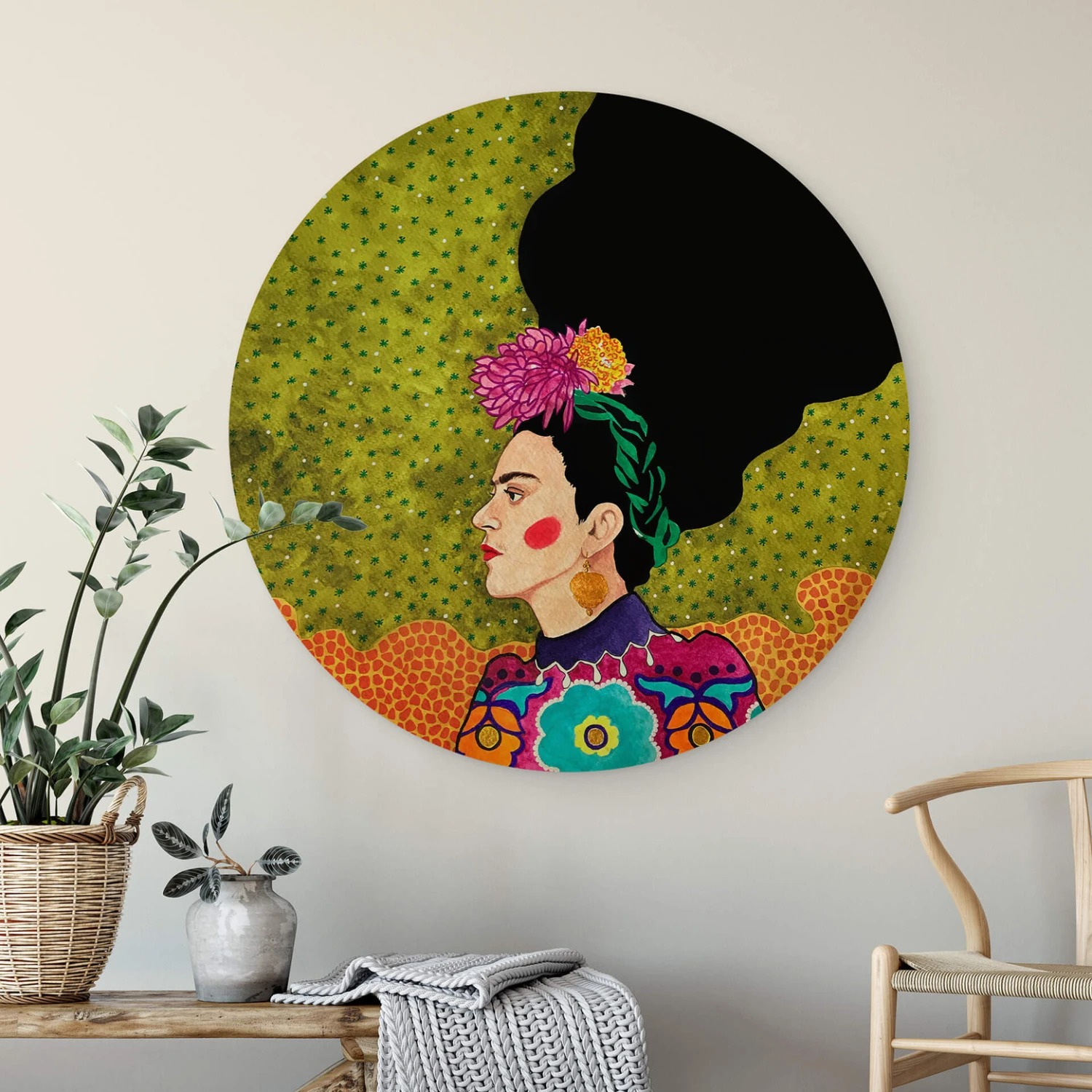 Wall Circle Wood Hülya - Portrait Of Frida - Image 2