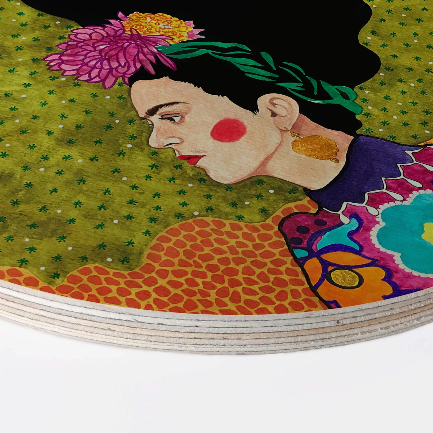 Wall Circle Wood Hülya - Portrait Of Frida - Image 3