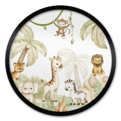 Poster Round Oliver Robins - Animals And Palm Trees