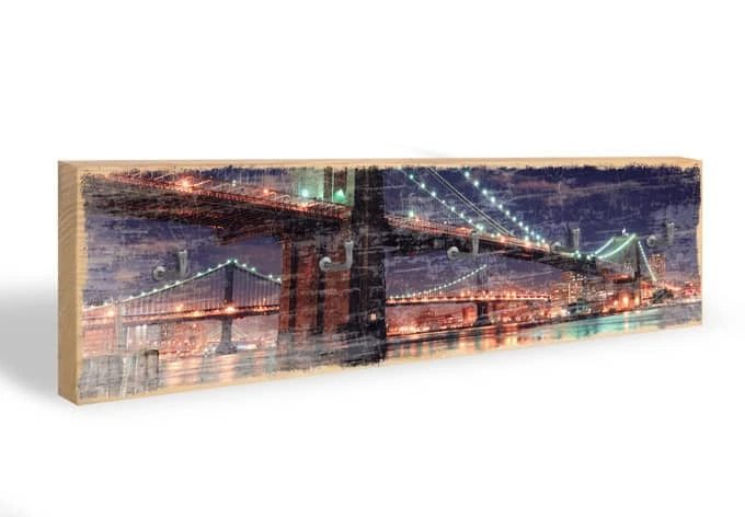 Key Holder - Manhattan Bridge At Night 02 + 5 Hooks