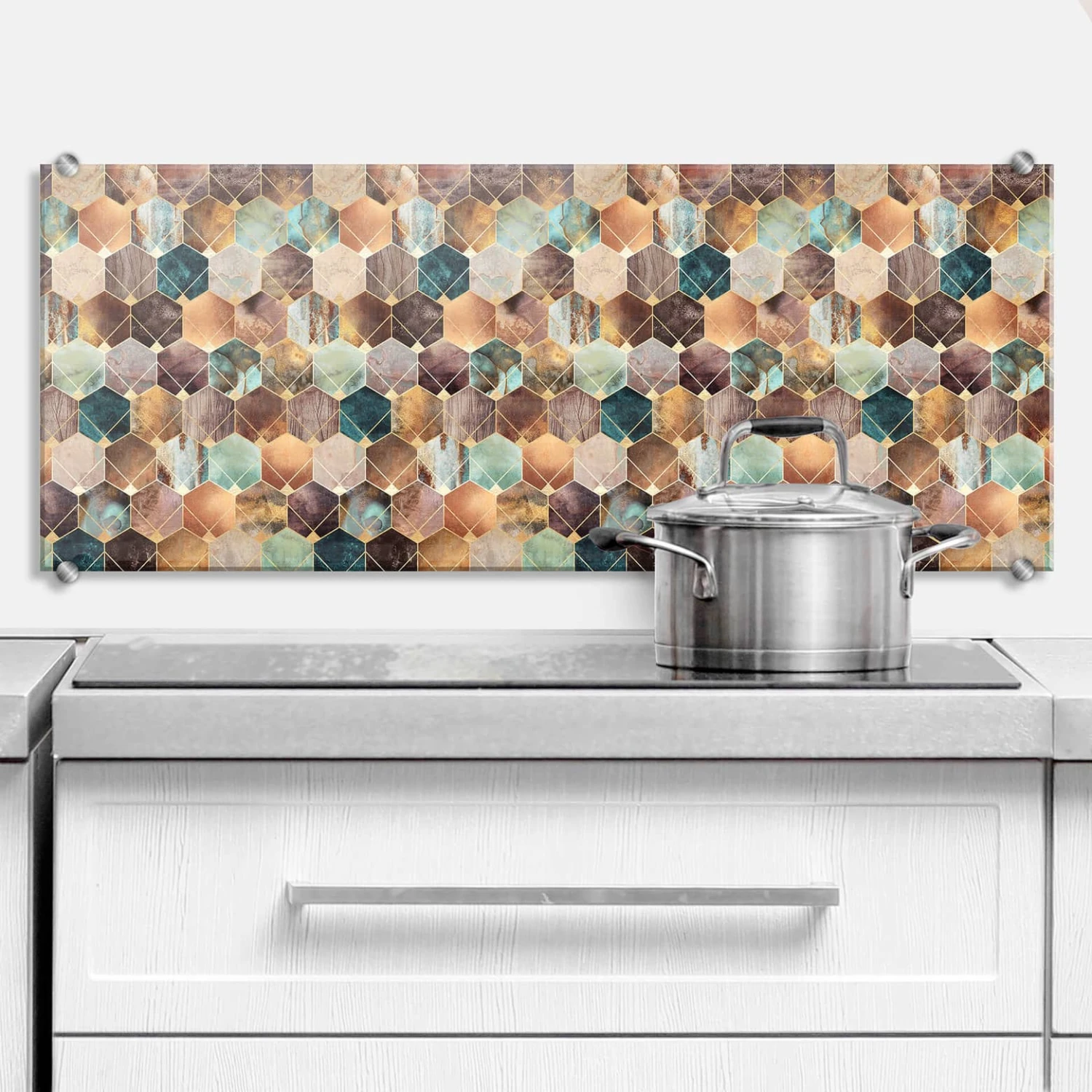Splashback Fredriksson - Gold & Copper Hexagons