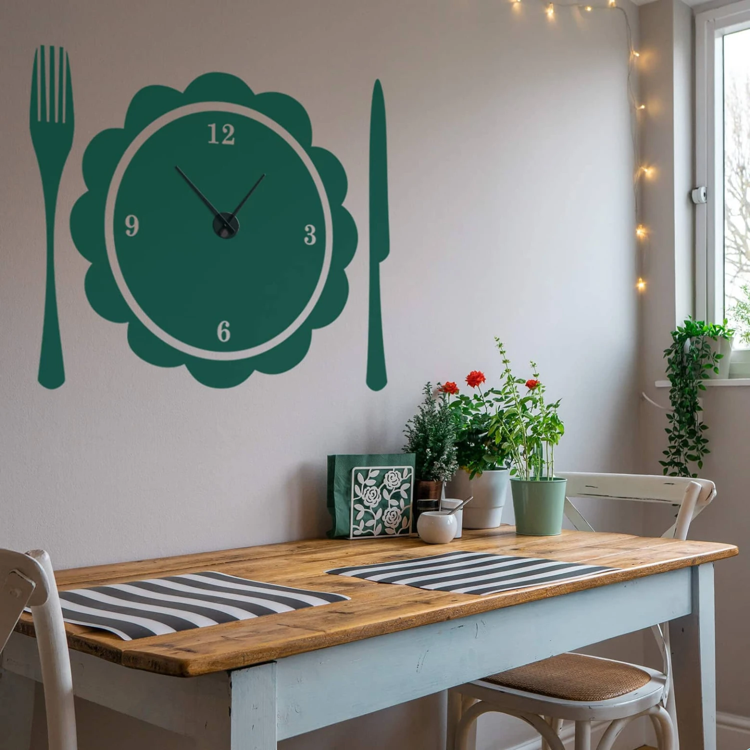Set Table Wall Sticker + Clock