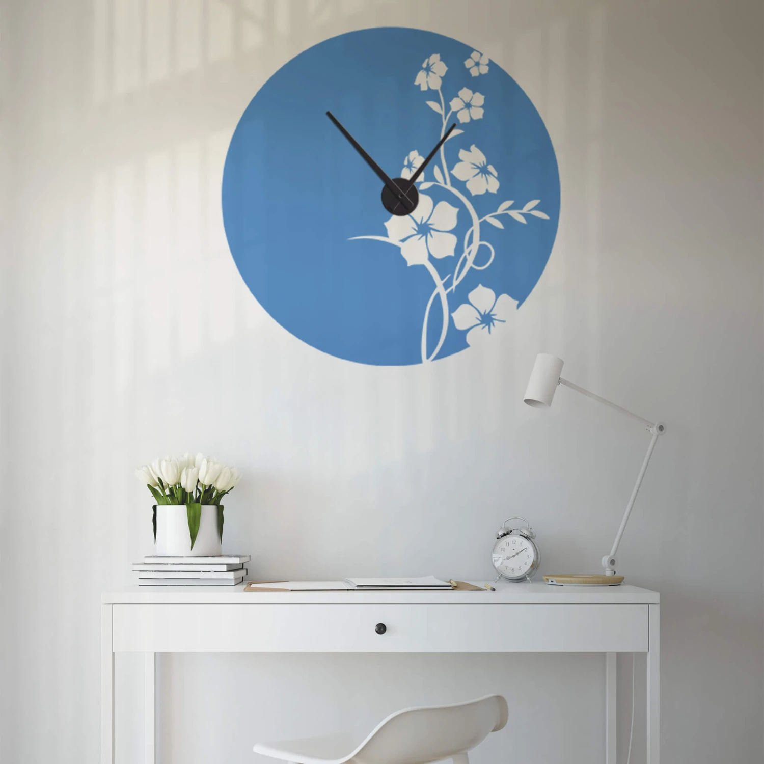 Jade Flowers Wall Sticker + Clock