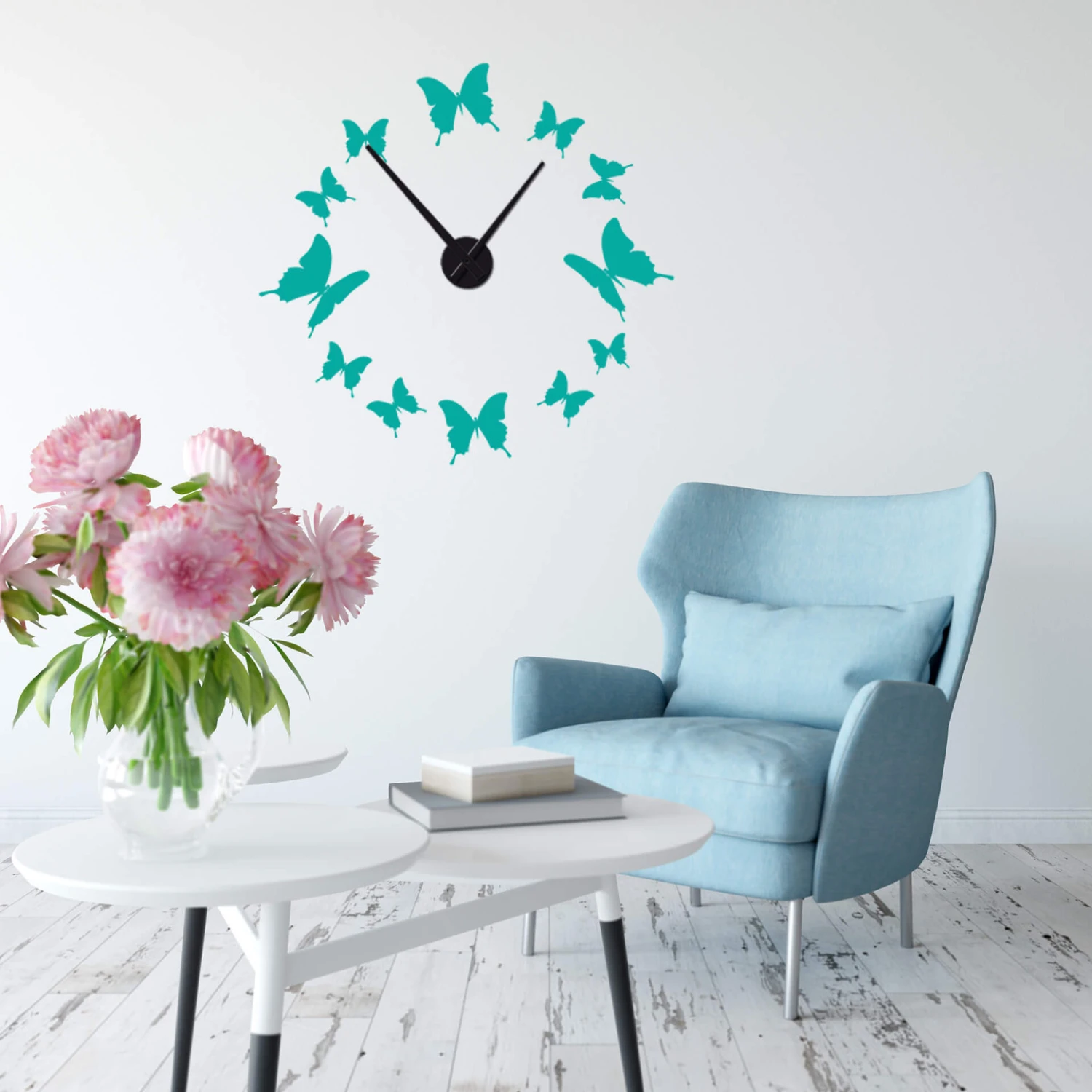 Butterflies Wall Sticker + Clock