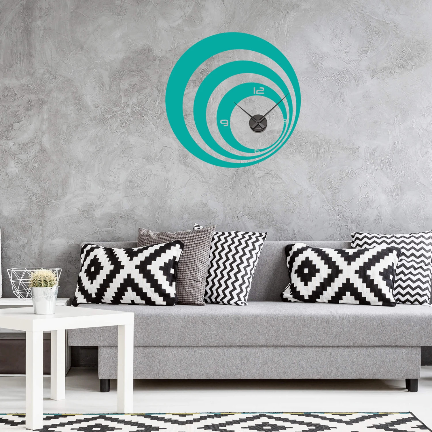 Retro Circles Wall Sticker + Clock