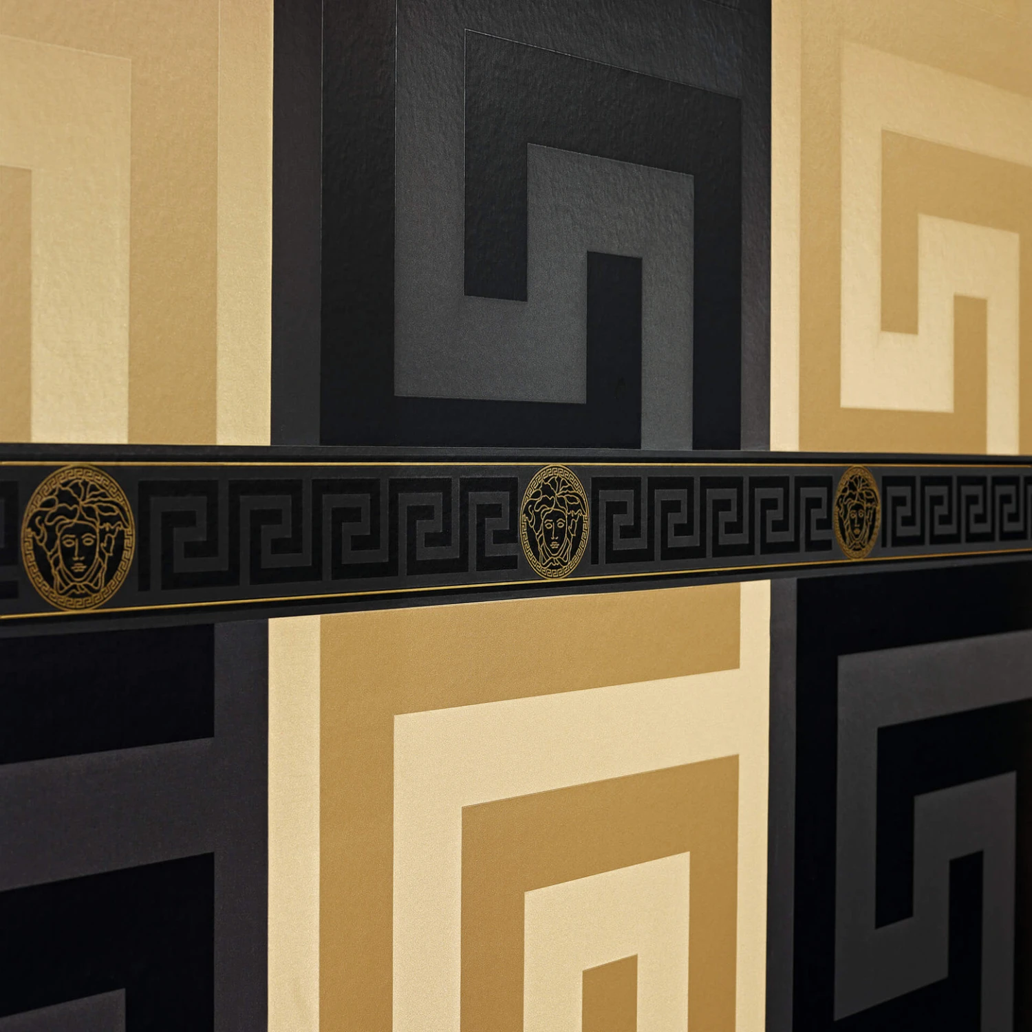 Versace Wallpaper Border Greek Metallic, Black - Image 3