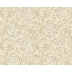 Versace Wallpaper Non-woven Wallpaper Barocco Flowers Beige, Cream, Metallic
