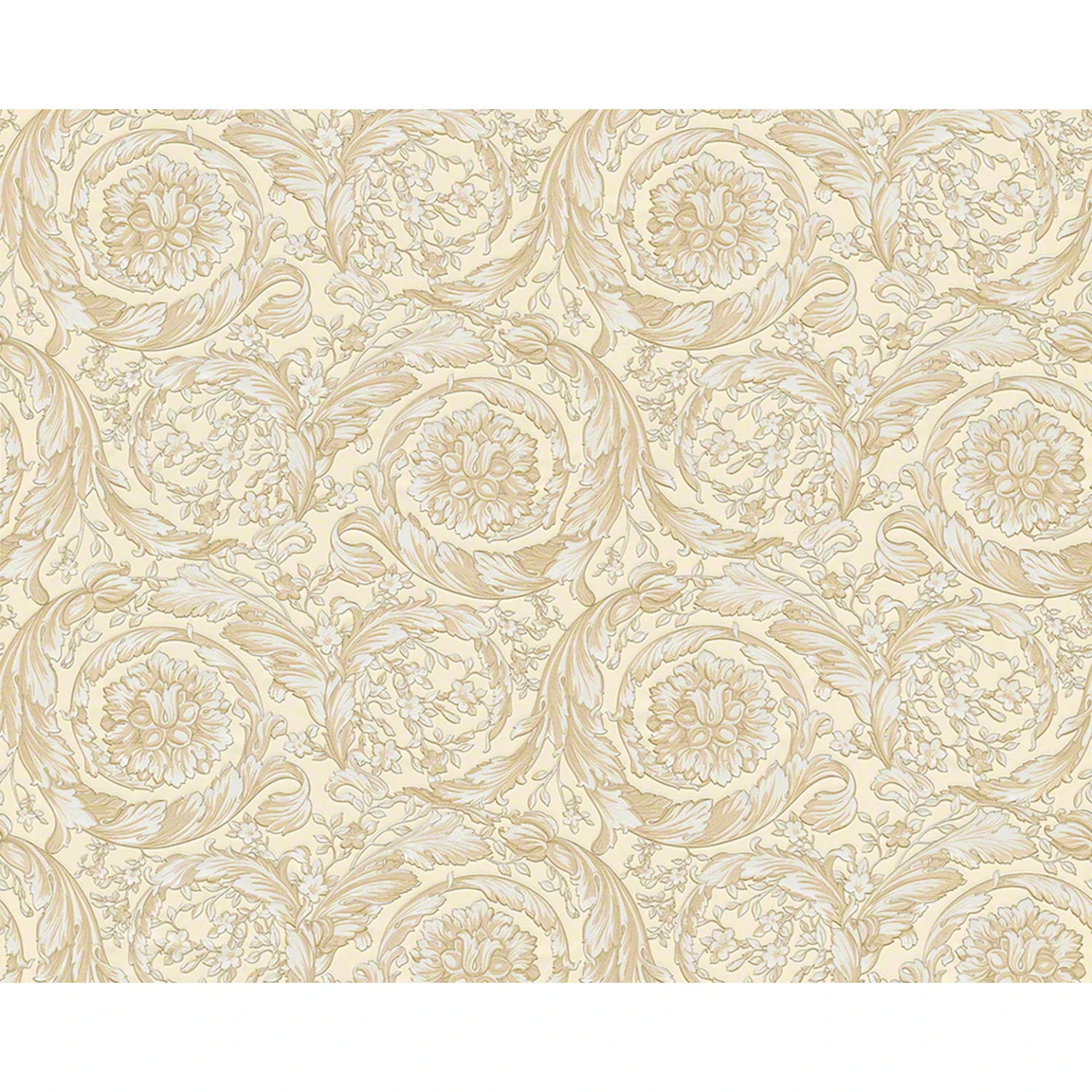 Versace Wallpaper Non-woven Wallpaper Barocco Flowers Beige, Cream, Metallic