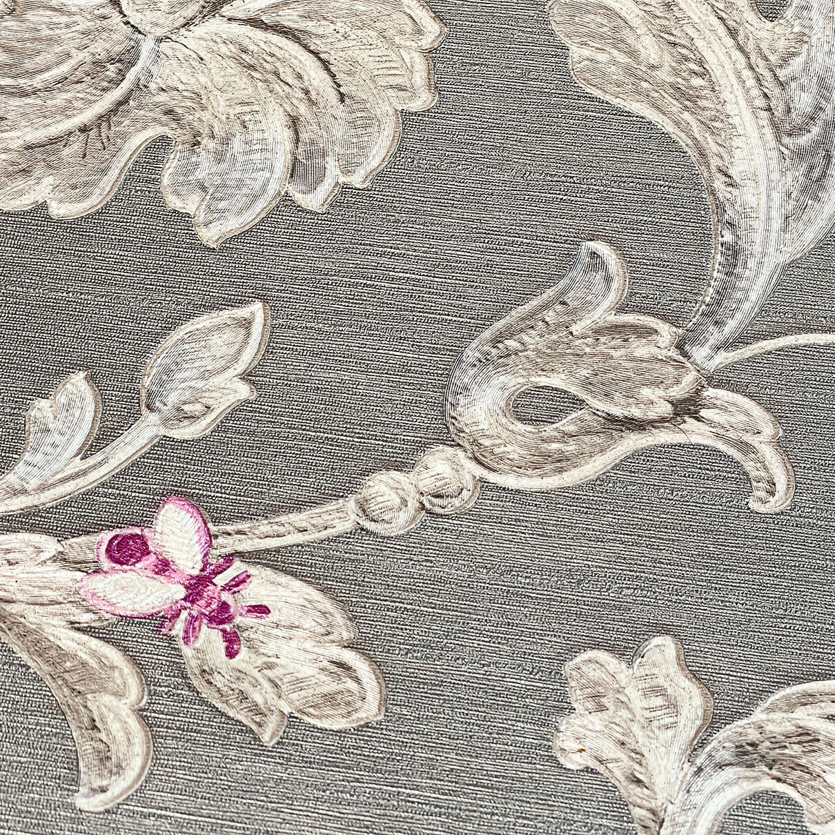 Versace Wallpaper Non-woven Wallpaper Butterfly Barocco Grey, Metallic, Purple - Image 3