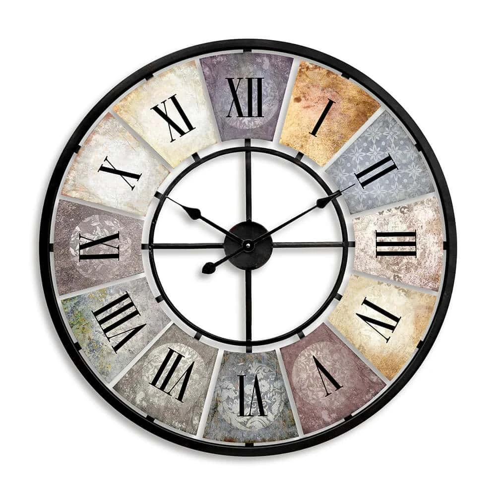 Vintage XXL Antique Metal Wall Clock Shabby Style Ø80 Cm