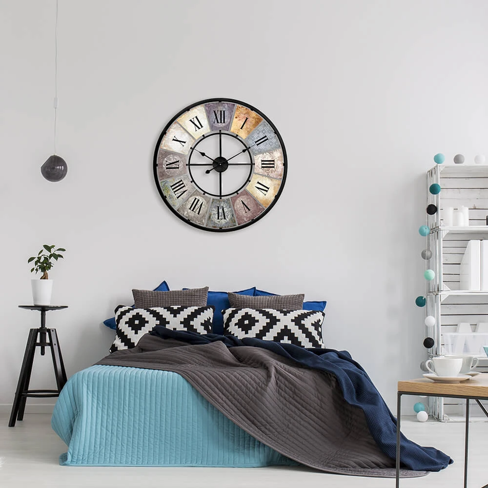 Vintage XXL Antique Metal Wall Clock Shabby Style Ø80 Cm - Image 4