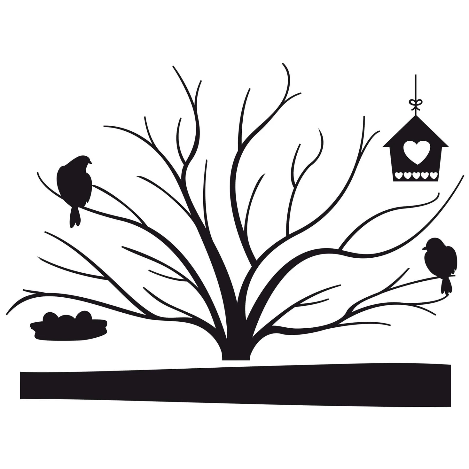 Wall Sticker Tree With Birdhouse 2-colours - Image 3