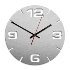 Wall Clock Alu-Dibond Silver Ø 28 Cm