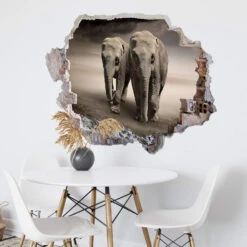 3D Wall Sticker Two Elephants