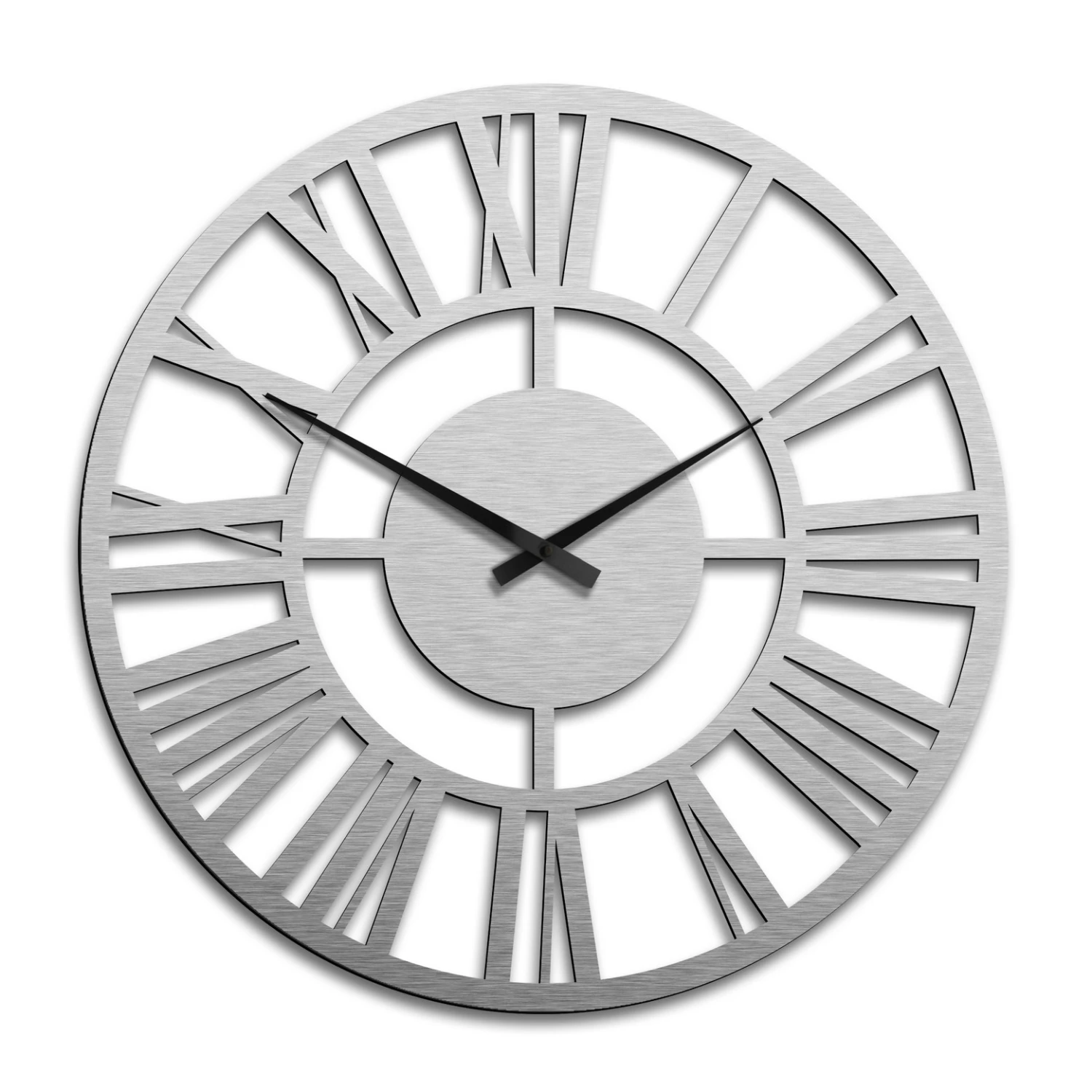 XXL Clock Alu-Dibond Silver Ø 70 Cm - Image 2